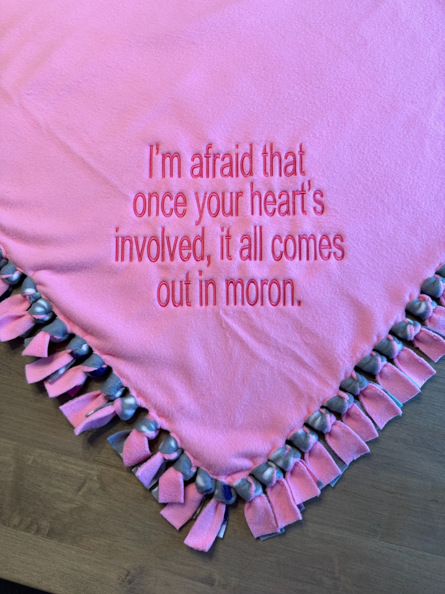 Fleece Tied Blanket with "I'm Afraid That Once Your Heart" Quote