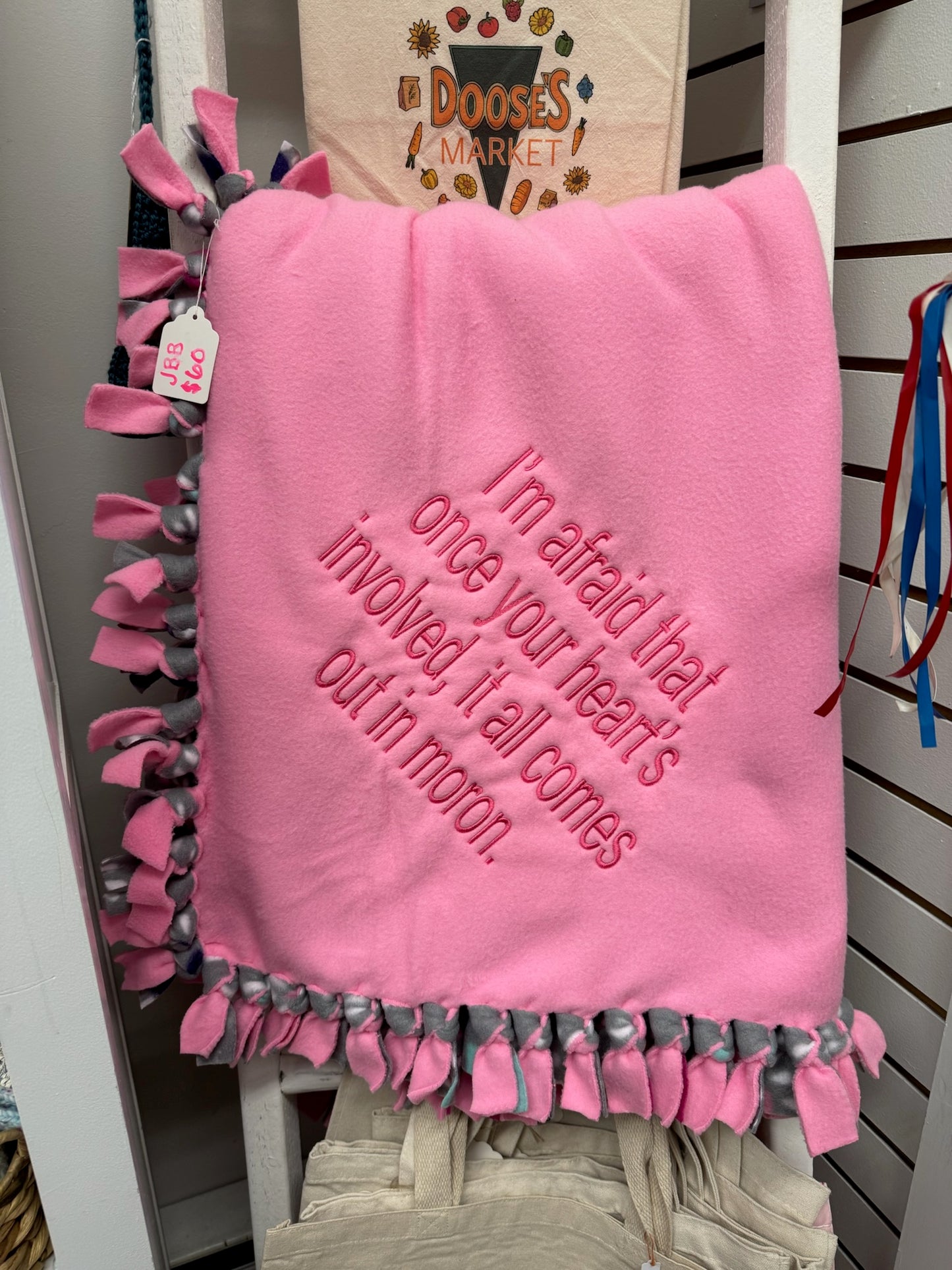 Fleece Tied Blanket with "I'm Afraid That Once Your Heart" Quote