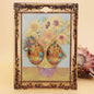 Sunflowers Print Gold Oval Fine Art Earrings