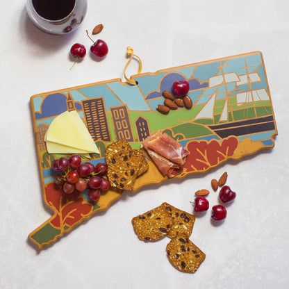 Connecticut Cutting Board with Artwork by Summer Stokes