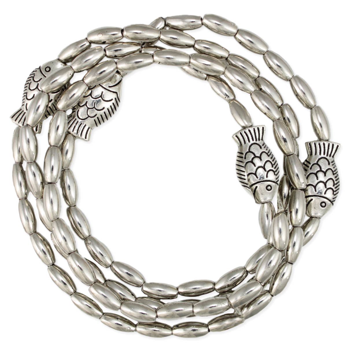 Fresh Catch Silver Bead Fish Bracelet Set