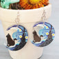 Starry Night Cat Moon Earrings