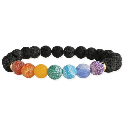 Crackle Bead & Lava Stone Diffuser Stretch Bracelet