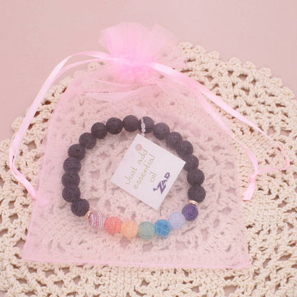 Crackle Bead & Lava Stone Diffuser Stretch Bracelet