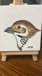 Miniature Umber Abstract – 3x3" Original Watercolor/Gouache on Canvas with Wooden Easel by Tara