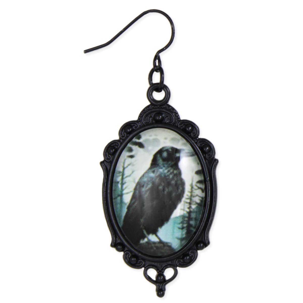 Dark Moods Black Raven Vintage Earrings