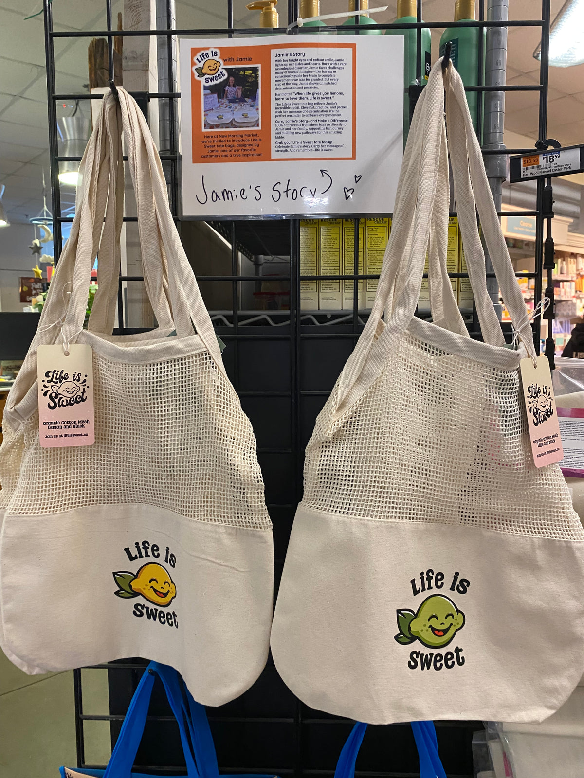 Life is Sweet Organic Cotton Mesh Tote Bag