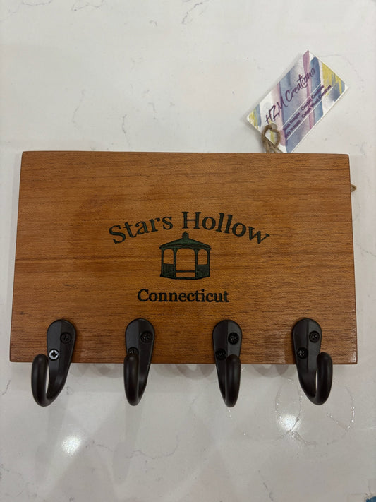 🗝️ Wooden Keyholder – Gilmore Girls Inspired | 8x8" Handmade Wall Décor