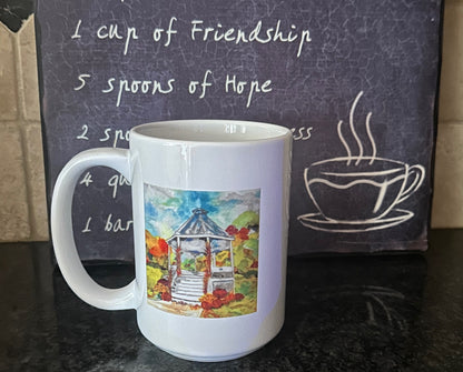 Stars Hollow Gazebo Mug – 15 oz Dishwasher Safe | Art by Kathy Ann Flynn