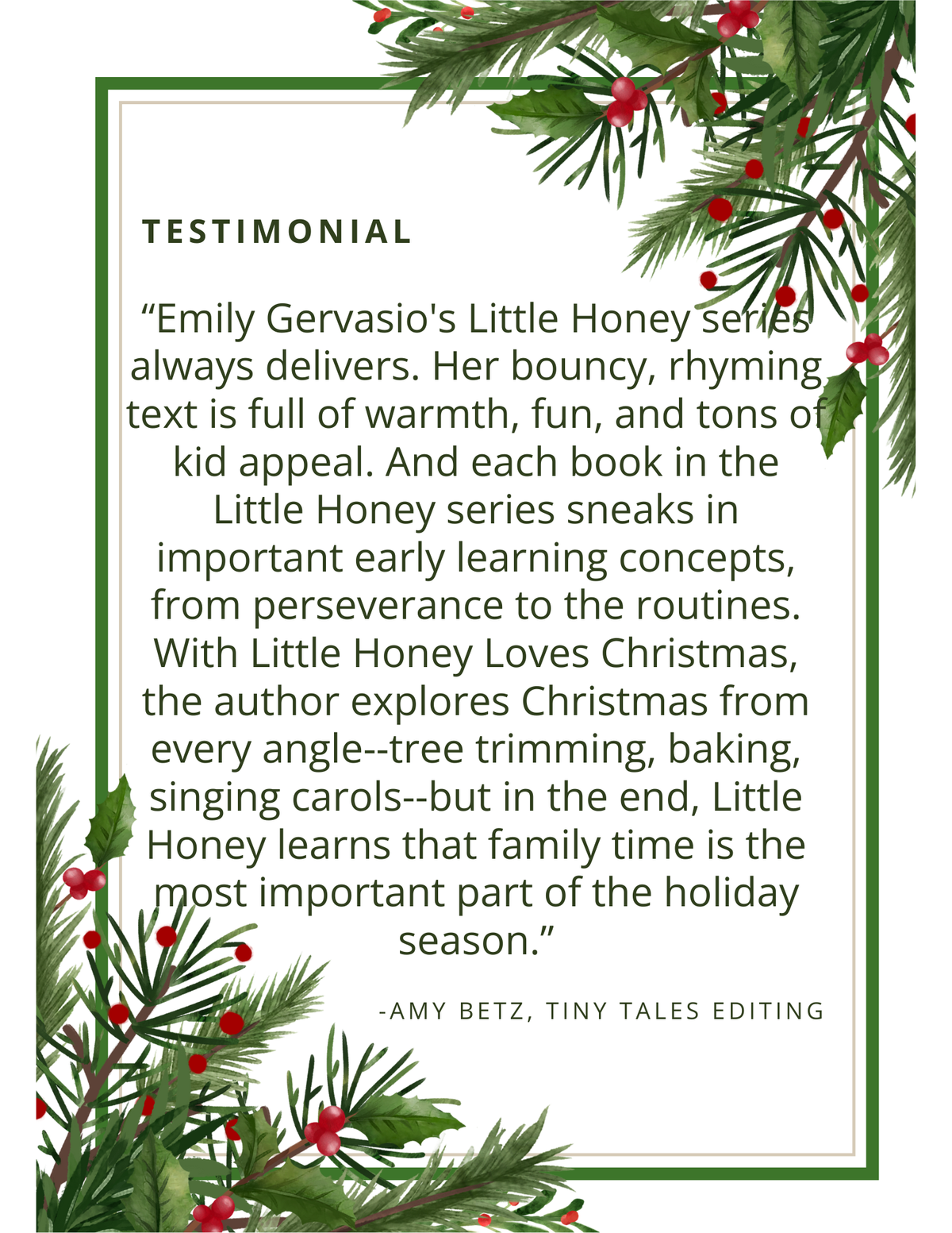 Little Honey Loves Christmas: A Sweet Holiday Story About Kindness, Giving, and Christmas Joy Children's Book by Emily Gervasio