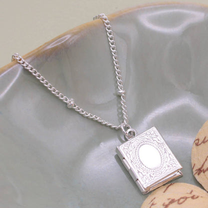 Secret Diary Silver Book Locket Necklace