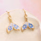 Ocean Blue Dried Flower Gold Mermaid Tail Earrings
