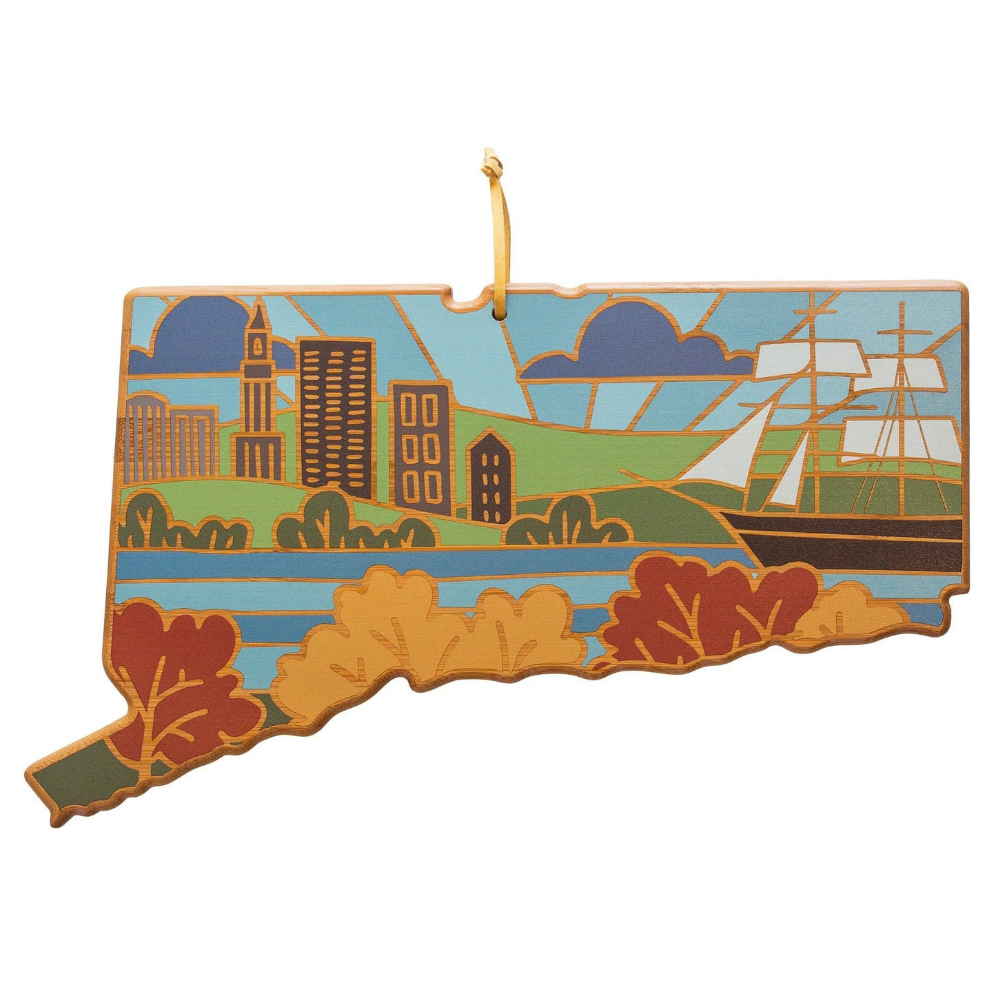 Connecticut Cutting Board with Artwork by Summer Stokes