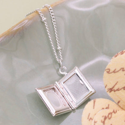Secret Diary Silver Book Locket Necklace