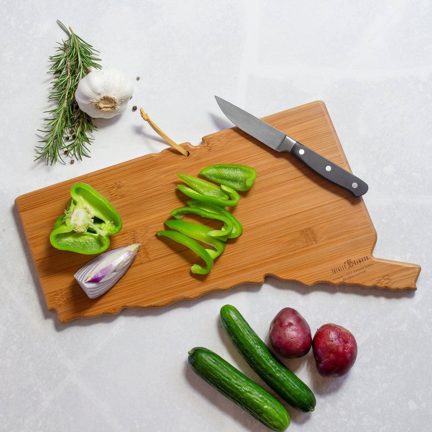 Connecticut Cutting Board with Artwork by Summer Stokes