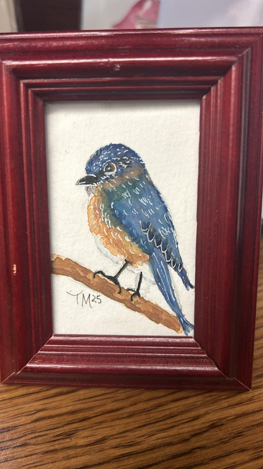 Miniature Umber Abstract – 3x4" Original Watercolor/Gouache on Paper by Tara
